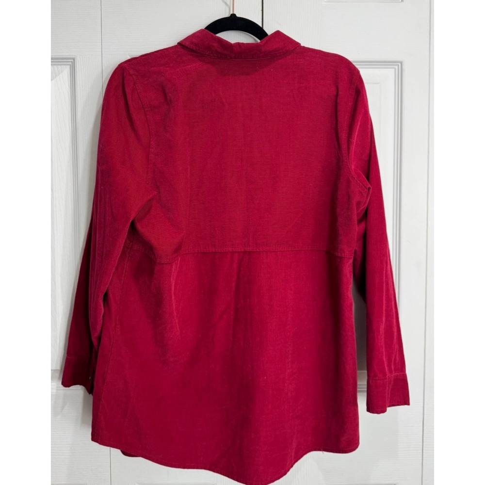 J. Jill Button-Up Corduroy Shirt‎ Women's Petite Medium Red Lightweight Collared - Picture 2 of 10